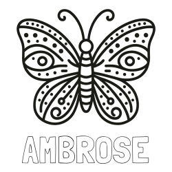 AMBROSE Coloring Page and Butterfly Coloring Page (Simple)