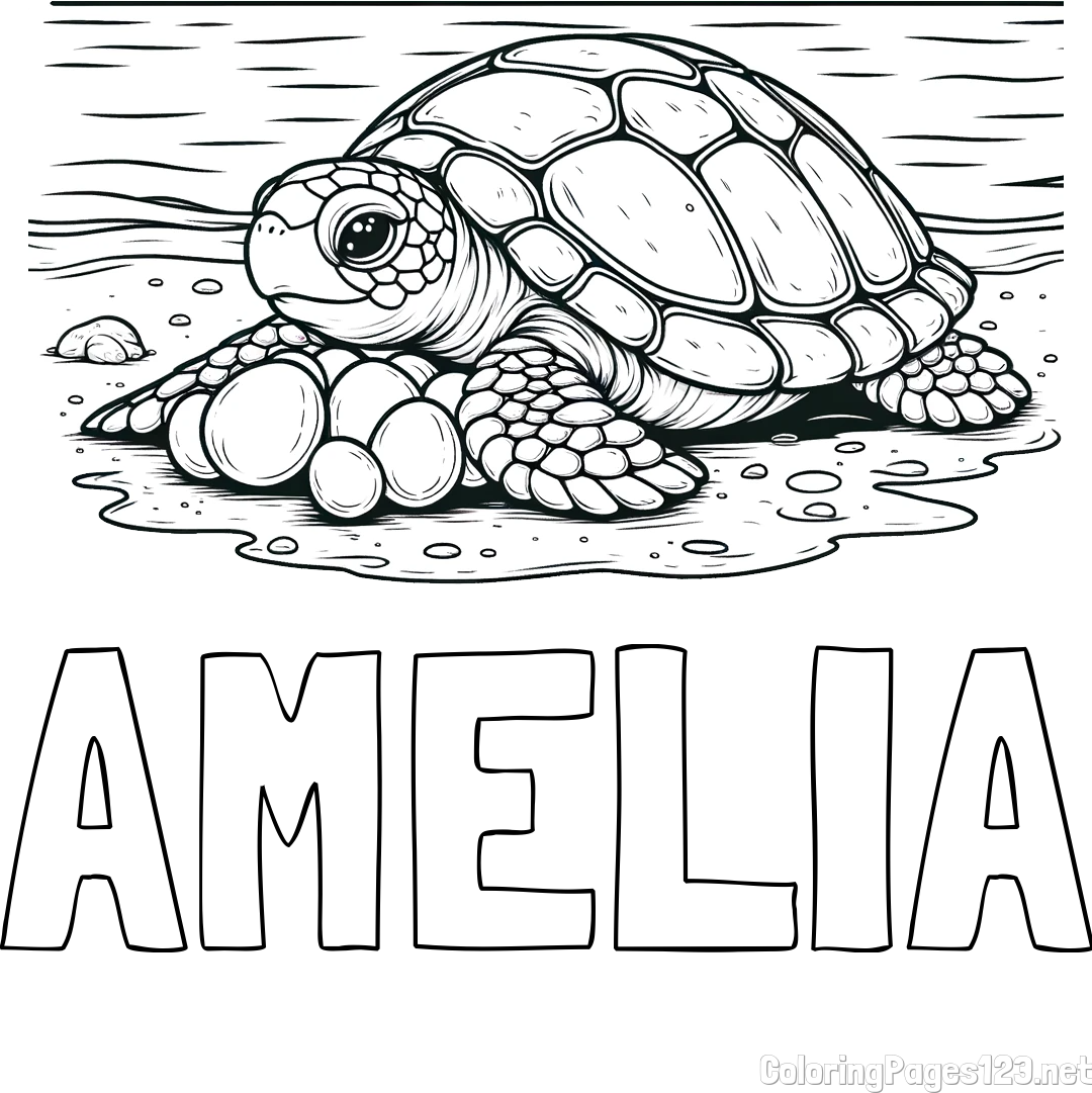 AMELIA Coloring Page alongside Coloring Page of Turtle Laying Eggs