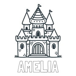 AMELIA Coloring Page and Beautiful Castle Coloring Page for Kids