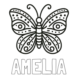 AMELIA Coloring Page and Butterfly Coloring Page (Simple)