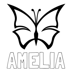 Online Created Coloring Page - AMELIA Coloring Page and Easy Coloring Page of a Butterfly
