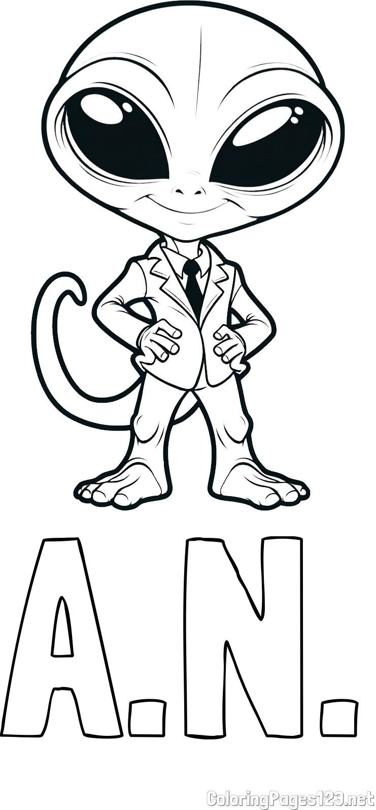 A.N. Coloring Page and Alien Coloring Page