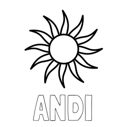 Online Created Coloring Page - ANDI Coloring Page and Simple Sun Coloring Page for Kids