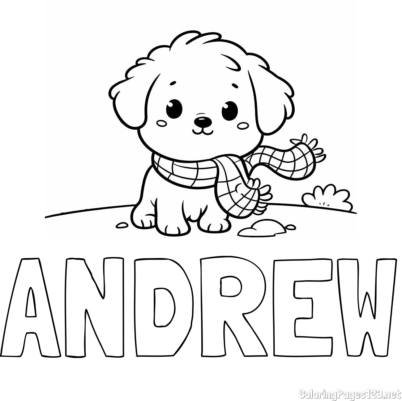ANDREW Coloring Page and Coloring Page of an Adorable Puppy