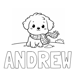Online Created Coloring Page - ANDREW Coloring Page and Coloring Page of an Adorable Puppy