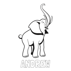 Online Created Coloring Page - ANDREW Coloring Page and Playful Elephant Coloring Page