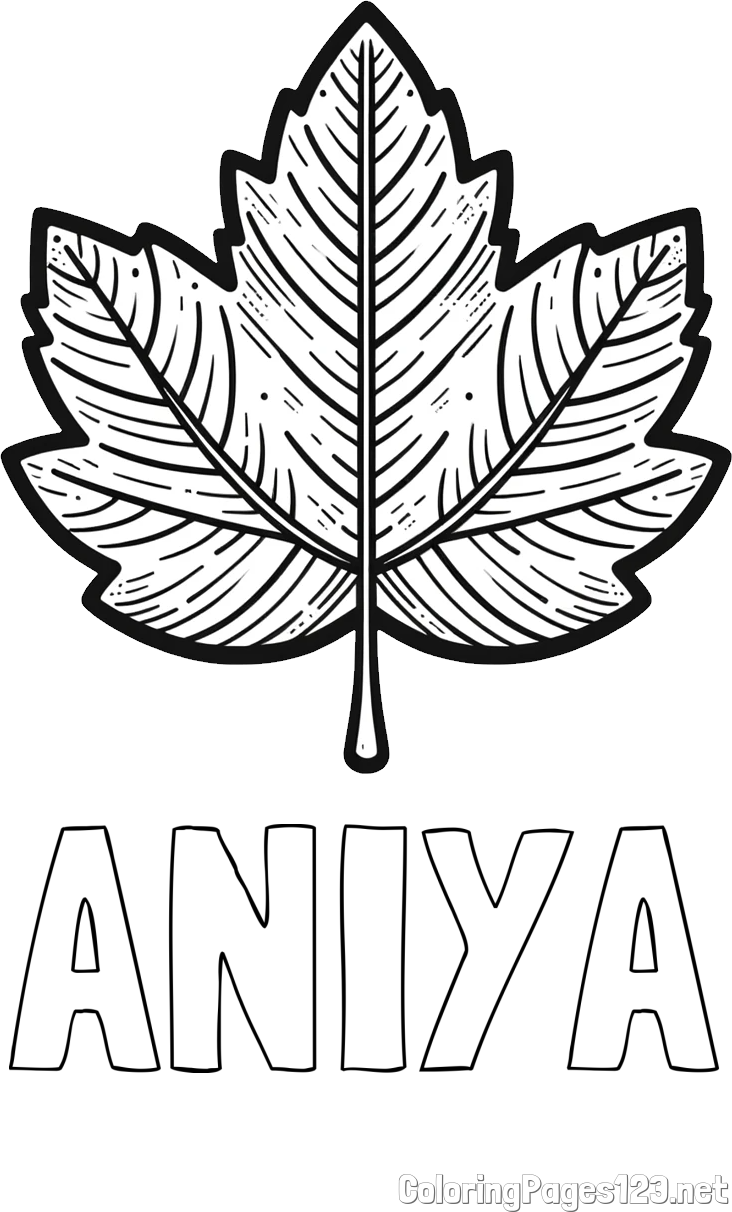 ANIYA Coloring Page and Autumn Leaf Coloring Page