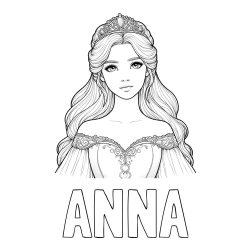 Online Created Coloring Page - ANNA coloring page alongside Coloring Page of a Realistic Princess