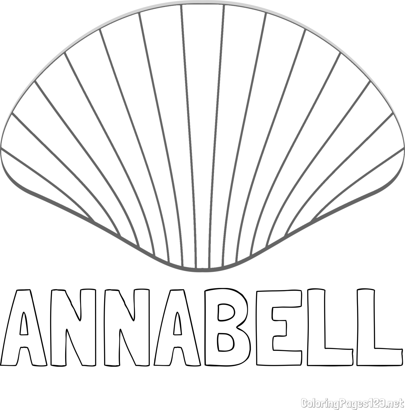 ANNABELL Coloring Page and Simple Seashell Coloring Page