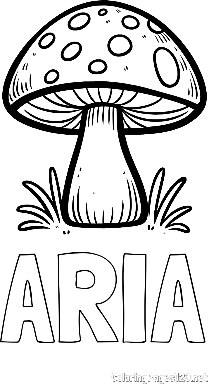 ARIA Coloring Page and Coloring Page of a Mushroom