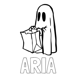 ARIA Coloring Page and Ghost with a Candy Bag Coloring Page