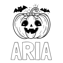 ARIA Coloring Page and Halloween Pumpkin and Bats Coloring Page