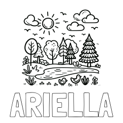 Online Created Coloring Page - ARIELLA Coloring Page and Summer Coloring Page - Pond, Ducks and Forest
