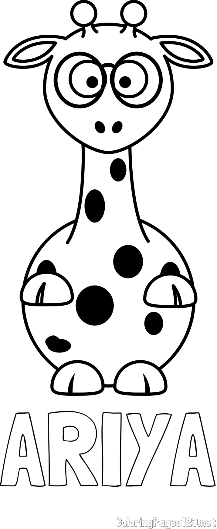 ARIYA Coloring Page and Coloring Page of an Adorable Giraffe