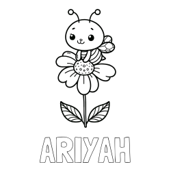 Online Created Coloring Page - ARIYAH Coloring Page and Coloring Page of a Cute Bee on a Flower