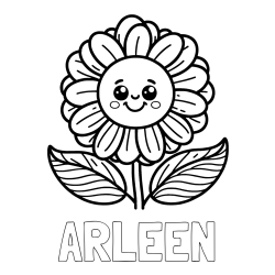 Online Created Coloring Page - ARLEEN Coloring Page and Smiling Flower Coloring Page