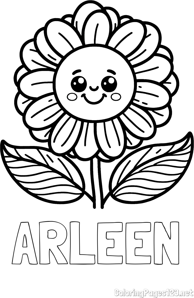 ARLEEN Coloring Page and Smiling Flower Coloring Page