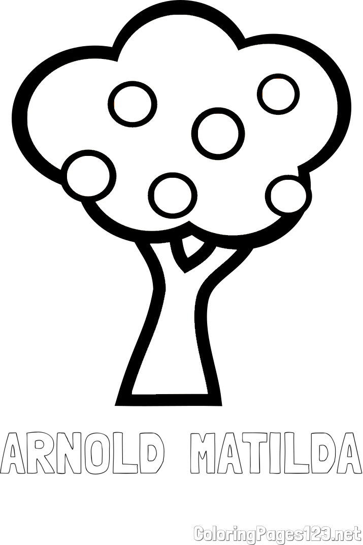ARNOLD  MATILDA Coloring Page and Apple Tree Coloring Page