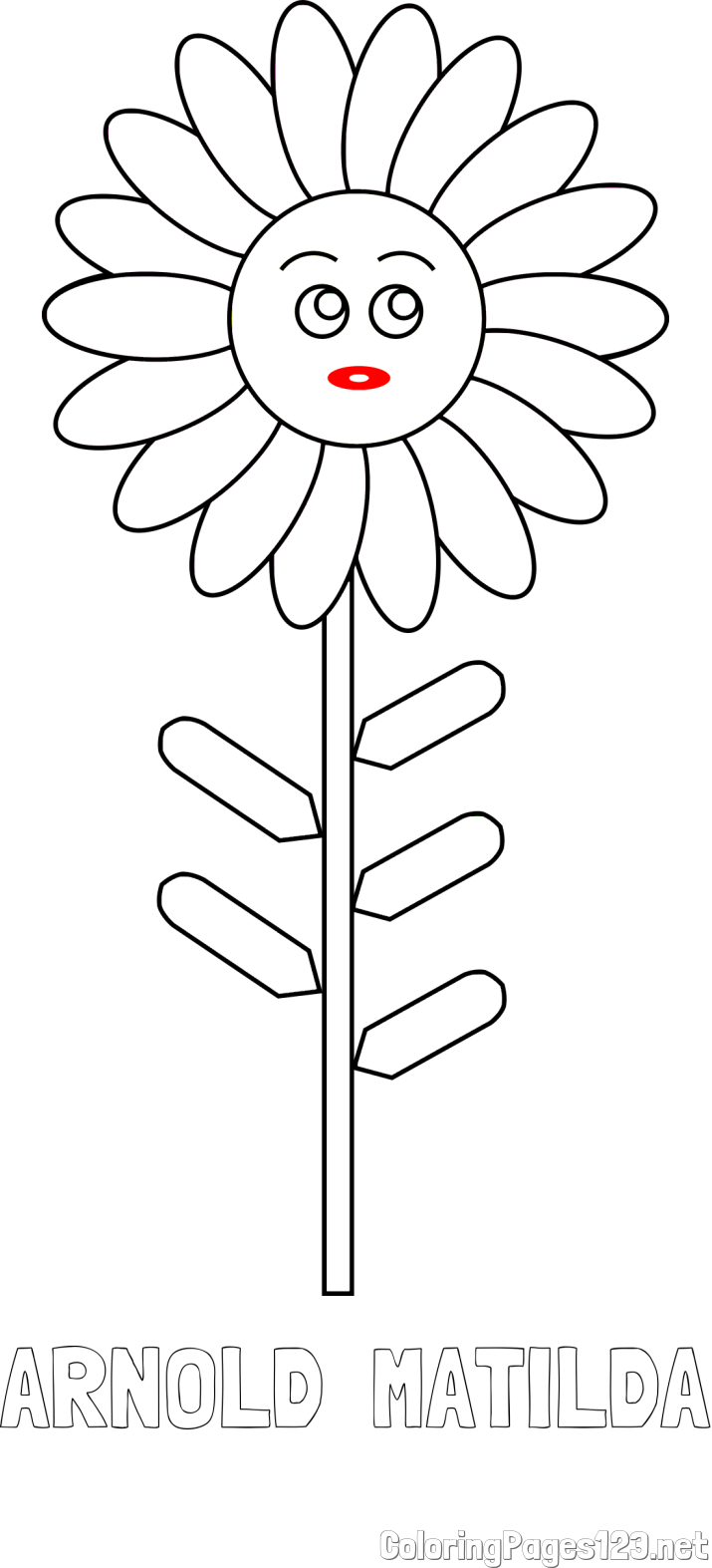 ARNOLD  MATILDA Coloring Page and Simple Cute Flower Coloring Page