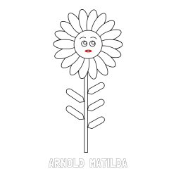 Online Created Coloring Page - ARNOLD  MATILDA Coloring Page and Simple Cute Flower Coloring Page