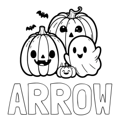 Online Created Coloring Page - ARROW Coloring Page and Halloween Pumpkin and Ghost Coloring Page