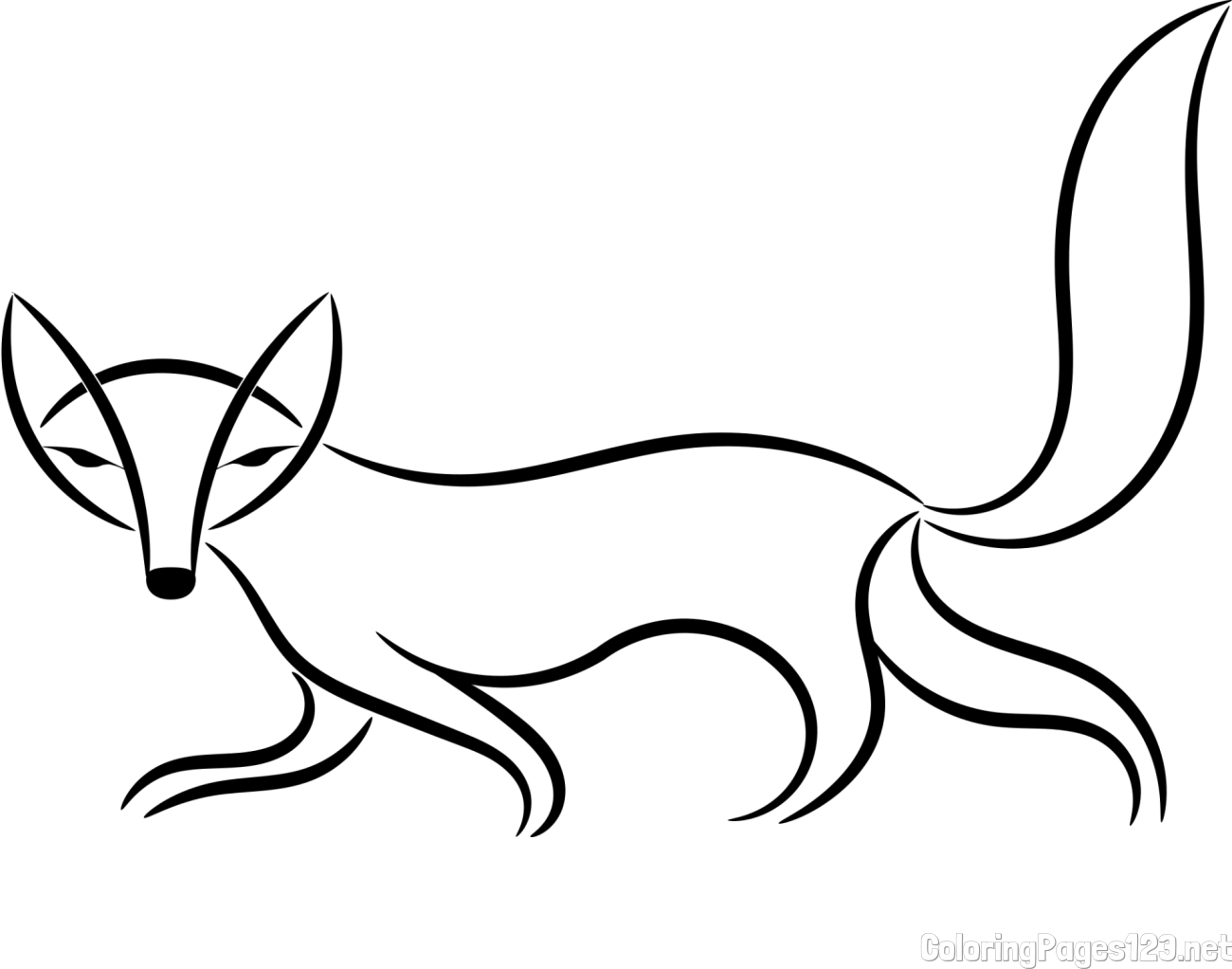 Artistically Depicted Fox Coloring Page
