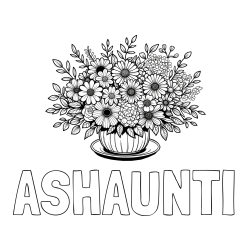 Online Created Coloring Page - ASHAUNTI Coloring Page and Beautiful Bouquet of Flowers Coloring Page