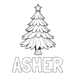 Online Created Coloring Page - ASHER Coloring Page and Christmas Tree with Star Coloring Page