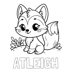 Online Created Coloring Page - ATLEIGH Coloring Page and Cute Fox Coloring Page