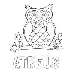 Online Created Coloring Page - ATREUS Coloring Page and Owl on a Branch Coloring Page