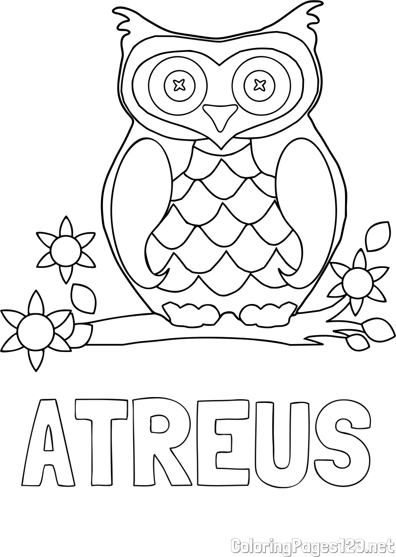 ATREUS Coloring Page and Owl on a Branch Coloring Page