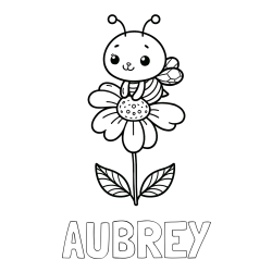 AUBREY Coloring Page and Coloring Page of a Cute Bee on a Flower