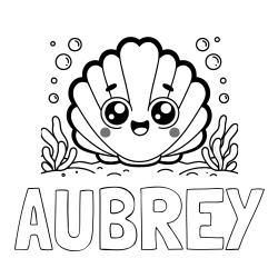 AUBREY Coloring Page and Smiling Seashell Coloring Page for Kids
