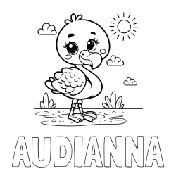 Online Created Coloring Page - AUDIANNA Coloring Page and Easy Coloring Page of a Cute Flamingo