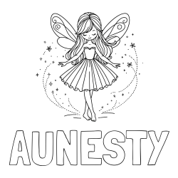 AUNESTY Coloring Page alongside Coloring Page of a Cute Magical Fairy