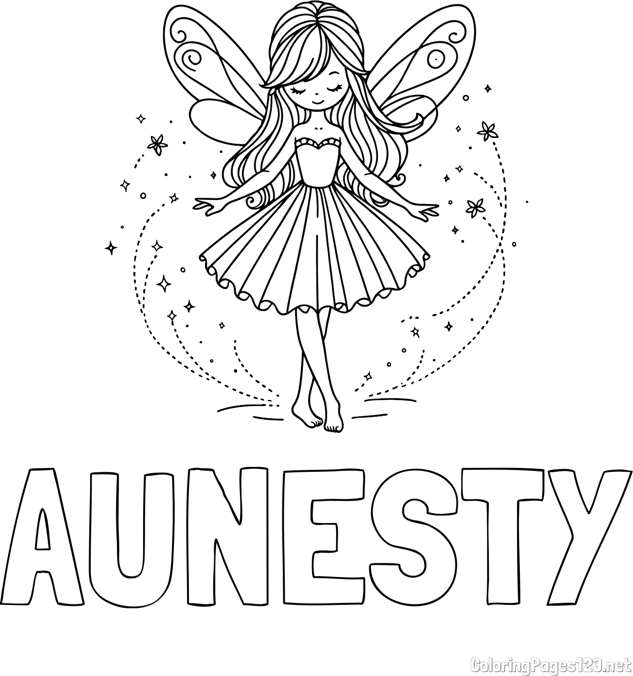 AUNESTY Coloring Page alongside Coloring Page of a Cute Magical Fairy