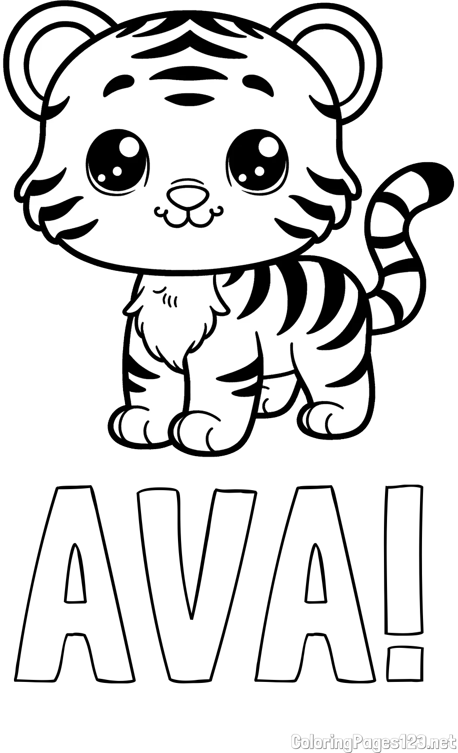 AVA! Coloring Page and Cute Tiger Cub Coloring Page