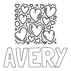 AVERY Coloring Page alongside Free Printable Coloring Page of Hearts