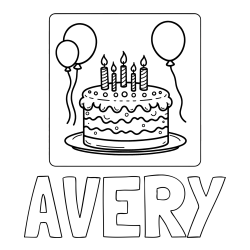 Online Created Coloring Page - AVERY Coloring Page and 5th Birthday Cake Coloring Page