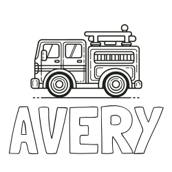 Online Created Coloring Page - AVERY Coloring Page and Easy Kids Coloring Page of a Fire Truck