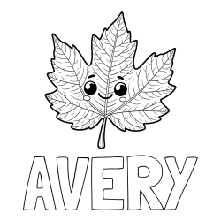 AVERY Coloring Page and Smiling Leaf Coloring Page for Kids