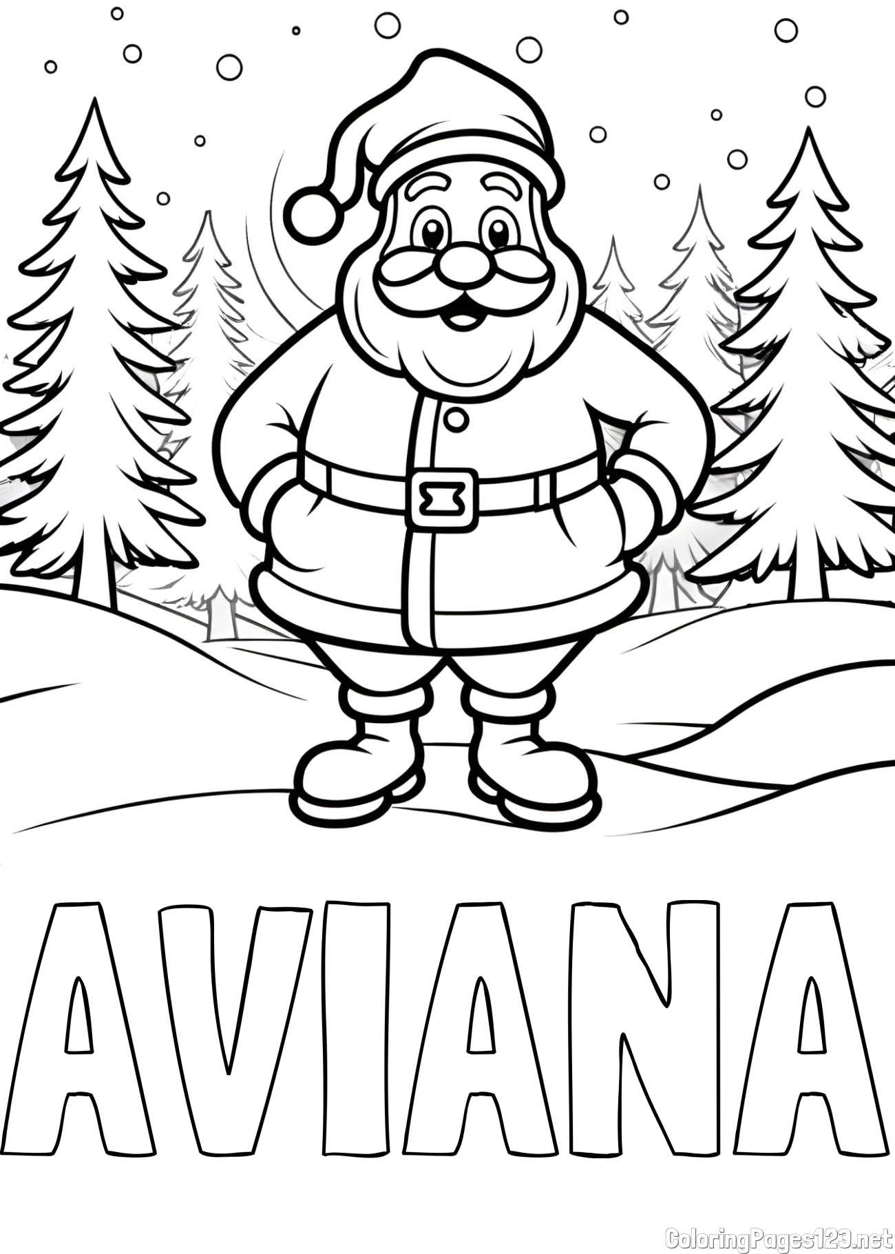 AVIANA Coloring Page and Santa Claus in the Forest Coloring Page