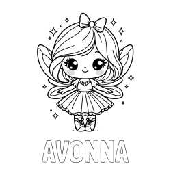 Online Created Coloring Page - AVONNA Coloring Page and Coloring Page of a Magical Fairy with a Cute Face