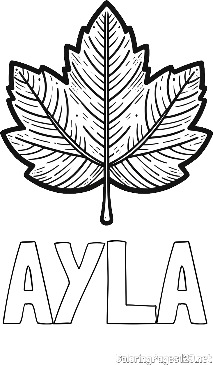 AYLA Coloring Page and Autumn Leaf Coloring Page