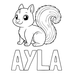 Online Created Coloring Page - AYLA Coloring Page and Coloring Page of a Smiling Squirrel