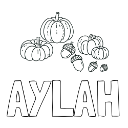 Online Created Coloring Page - AYLAH Coloring Page and Autumn Harvest Coloring Page - Acorns and Pumpkins