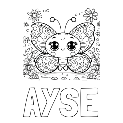 Online Created Coloring Page - AYSE Coloring Page and Cute Butterfly Coloring Page