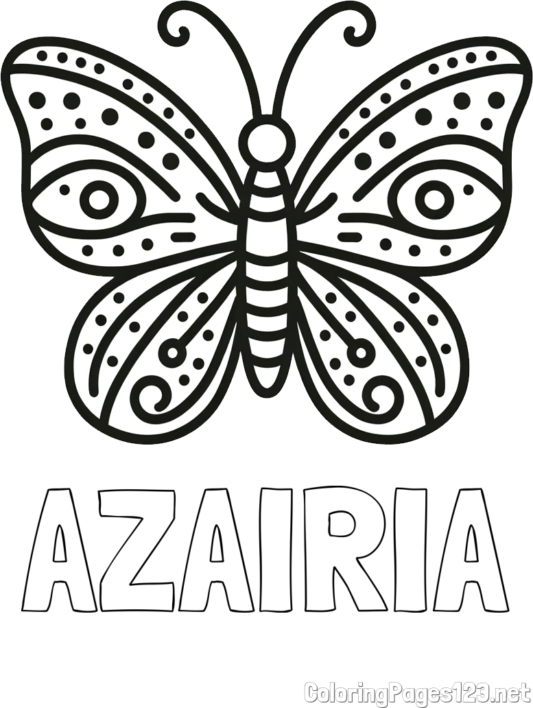 AZAIRIA Coloring Page and Butterfly Coloring Page (Simple)