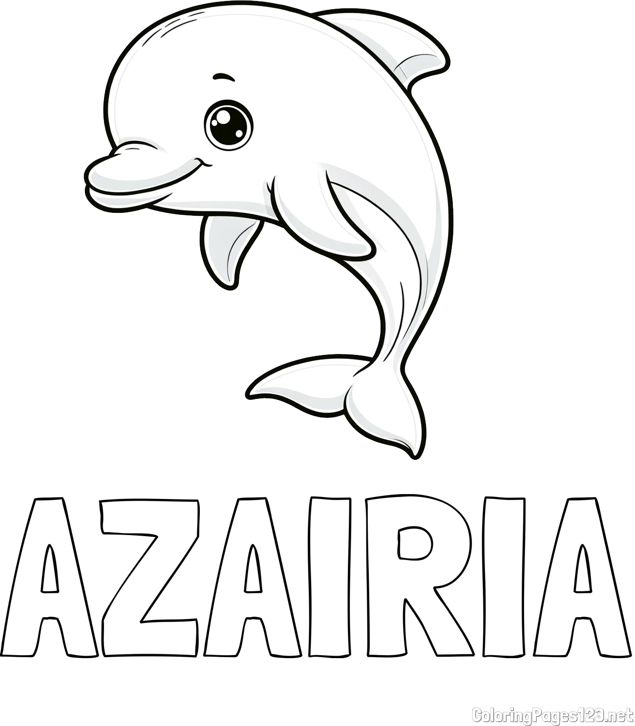 AZAIRIA Coloring Page and Children's Coloring Book of a Cute Dolphin