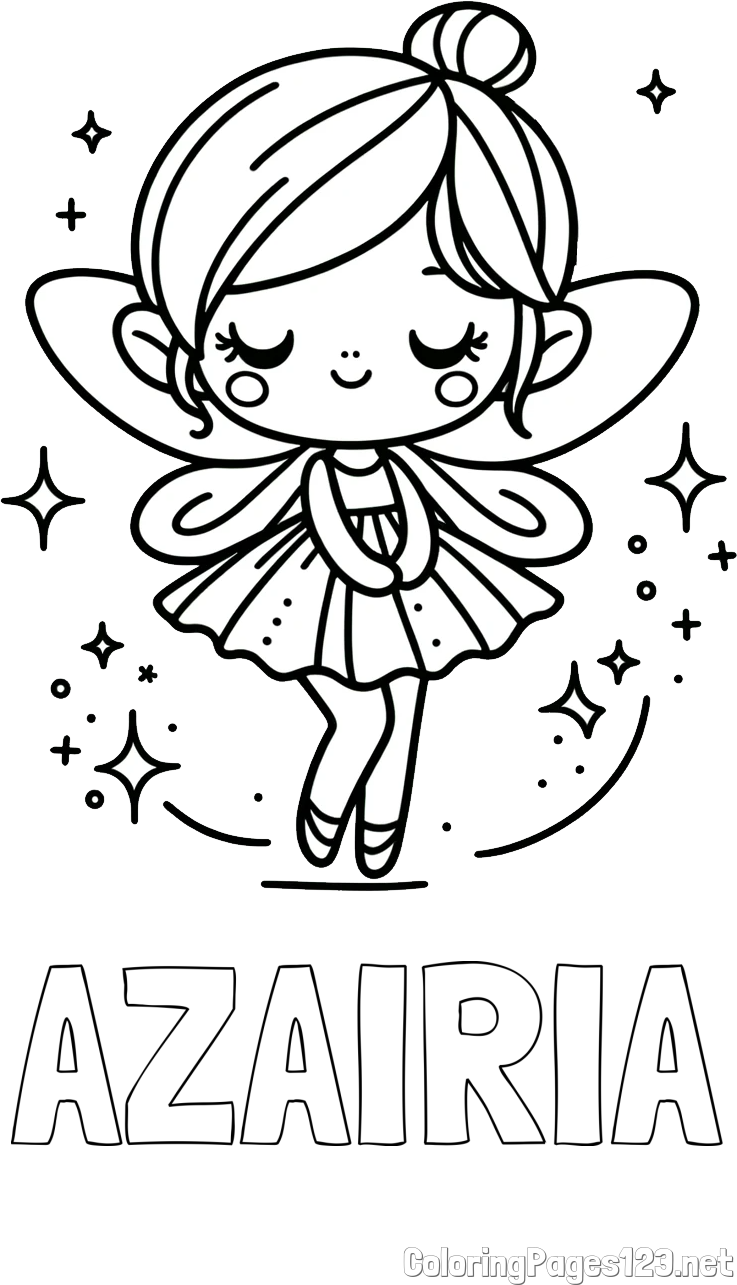AZAIRIA Coloring Page and Children's Coloring Page of a Magical Fairy